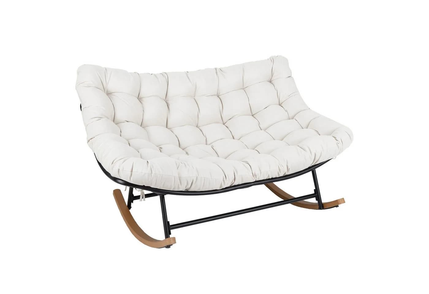 COSTWAY Loungesessel Schaukelsessel 2 Personen Beige Metall - Bild 2