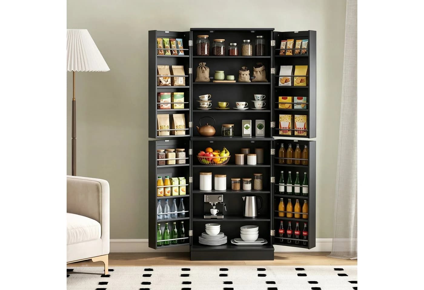 COSTWAY Vorratsschrank Küche Schwarz 166,5 cm - Bild 3