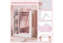 COSTWAY Kinderkleiderschrank Rosa/Weiß mit Spiegeln und Kleiderstange Bild 4