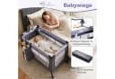 COSTWAY Beistellbett 3 in 1 Reisebett Grau Klappbar mit Matratze Bild 5