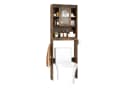 COSTWAY Badregal Toilettenschrank Rustikal Braun/Weiß mit Schiebetür Bild 2