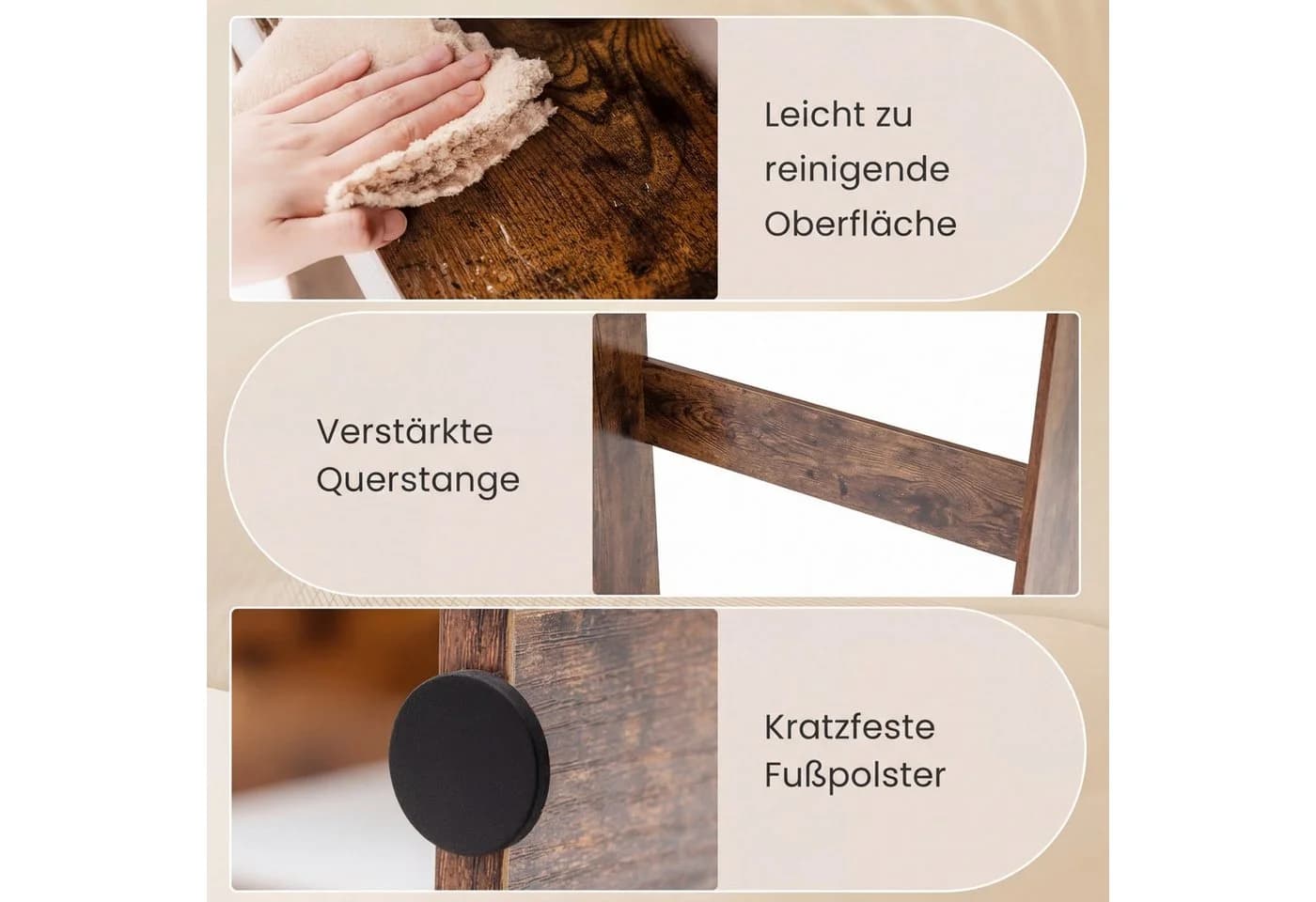 COSTWAY Badregal Toilettenschrank Rustikal Braun/Weiß mit Schiebetür - Bild 3