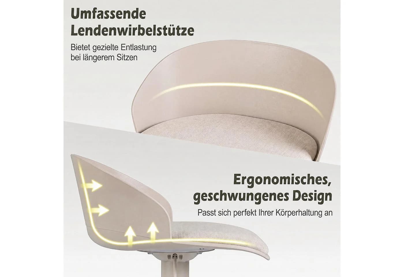 COSTWAY Barhocker 2er Set höhenverstellbar beige - Bild 5