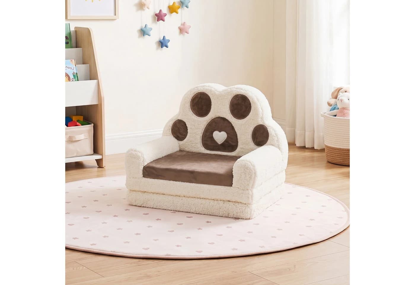 COSTWAY Kindersofa 2 in 1 Ausklappbar Bärentatzen Braun - Bild 2