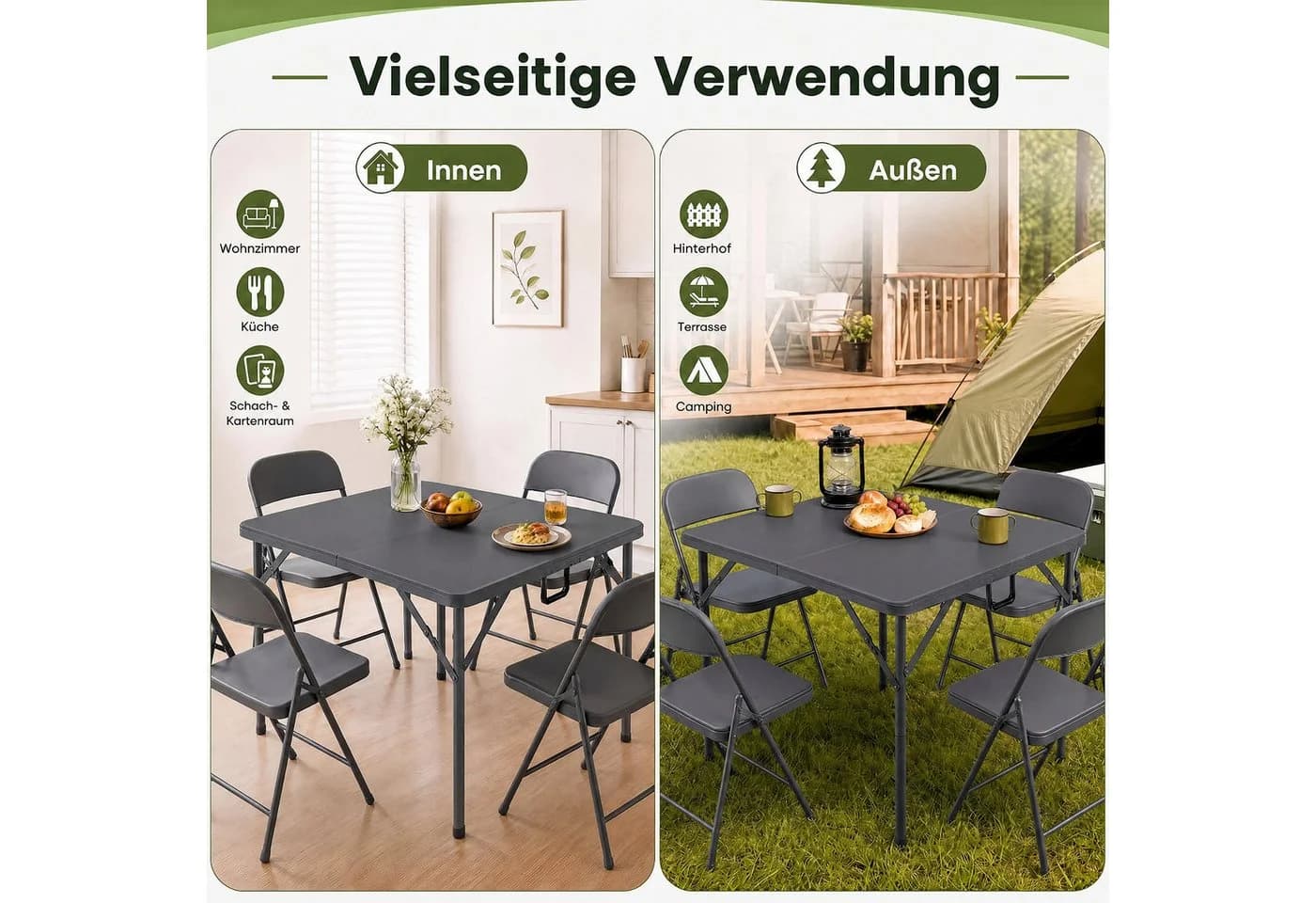 COSTWAY Gartentisch Klapptisch quadratisch grau - Bild 3