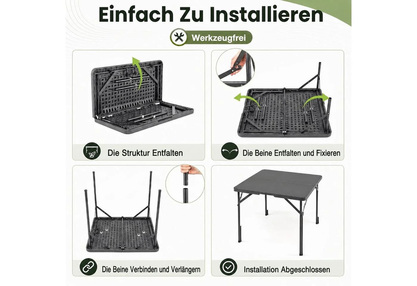 COSTWAY Gartentisch Klapptisch quadratisch grau - Bild 5