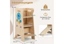 COSTWAY Lernturm 4in1 mit Rutsche & Tafel, Küchenturm höhenverstellbar Bild 3
