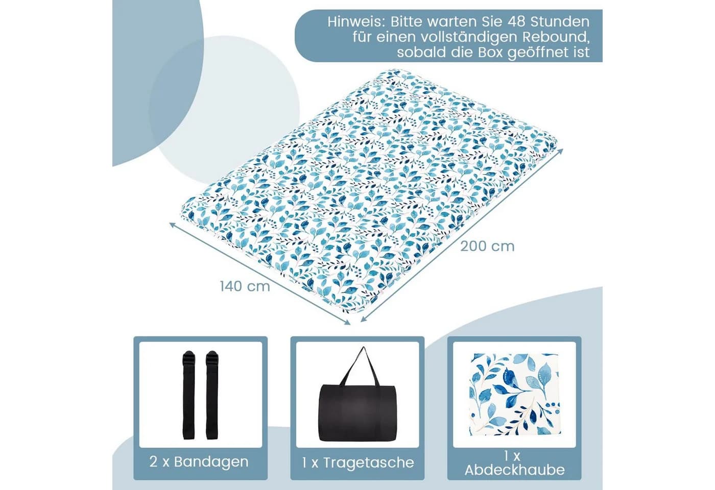 COSTWAY Futonmatratze 10 cm hoch Blau Multifunktional - Bild 3