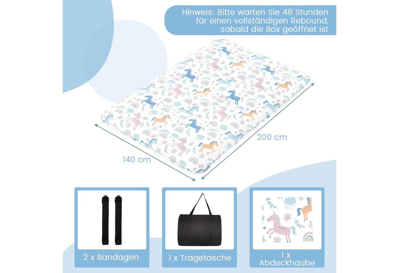 COSTWAY Futonmatratze 10 cm hoch, Tatami-Matte, Klappmatratze, 140x200cm - Bild 3