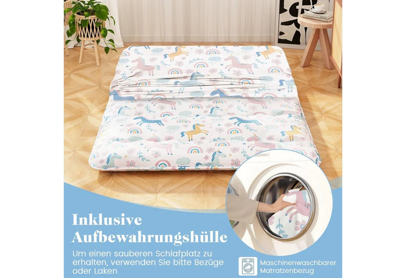COSTWAY Futonmatratze 10 cm hoch, Tatami-Matte, Klappmatratze, 140x200cm - Bild 5