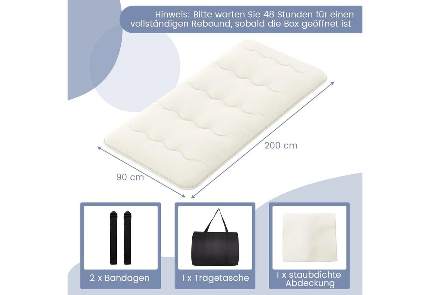 COSTWAY Futonmatratze 10 cm hoch Tatami-Matte Klappmatratze 90x200cm - Bild 3