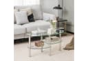 COSTWAY Couchtisch oval mit Stauraum Hartglas Metall Bild 1