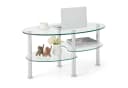 COSTWAY Couchtisch oval mit Stauraum Hartglas Metall Bild 2