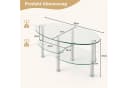 COSTWAY Couchtisch oval mit Stauraum Hartglas Metall Bild 5