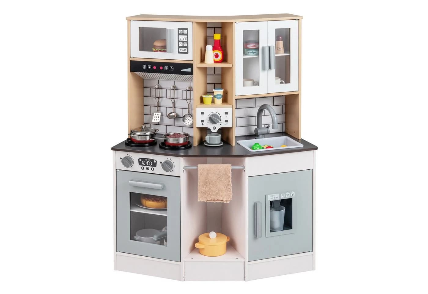 COSTWAY Spielküche MDF mit Dunstabzugshaube, Eismaschine, Mikrowelle & Ofen - Bild 2