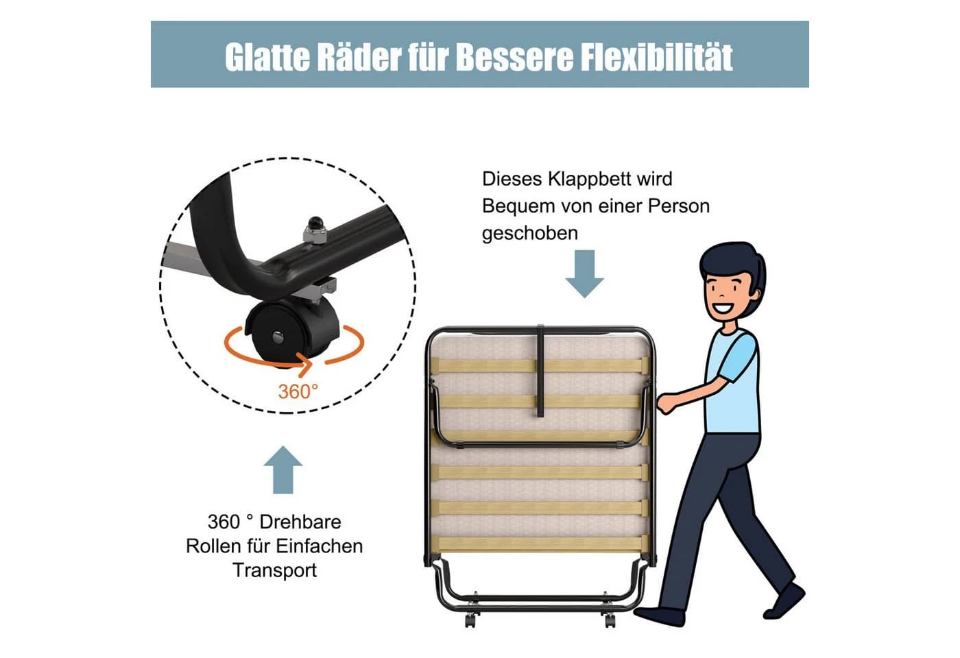 COSTWAY Gästebett klappbar mit Matratze beige - Bild 4