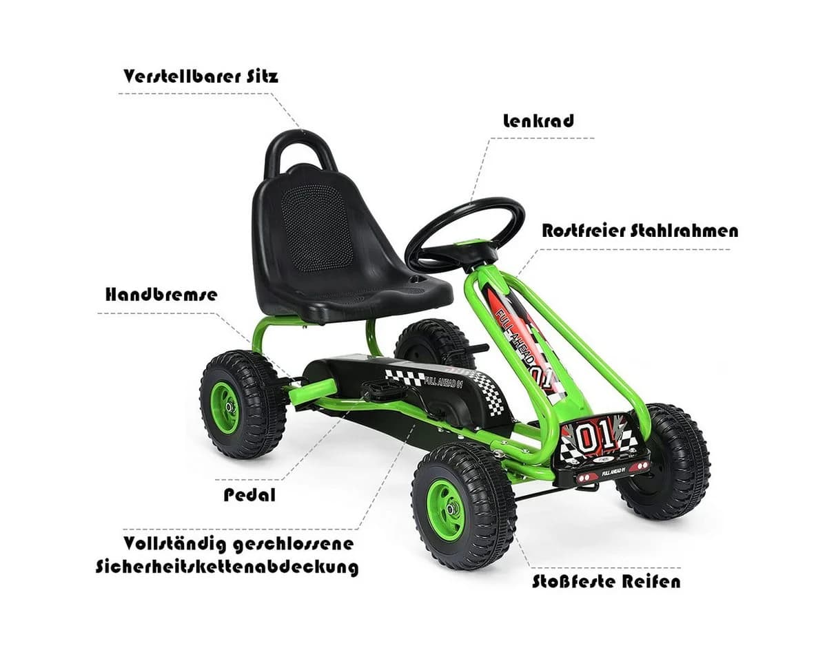COSTWAY Go-Kart Tretfahrzeug Grün ab 3 Jahren - Bild 5