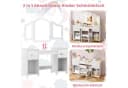 TLGREEN Schminktisch 2 in 1 Rosa-Weiß Kiefernholz 108x30x114 cm Bild 5