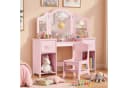 TLGREEN Schminktisch Kinderschminktisch 2 in 1 Rosa 108x30x114 cm Bild 2