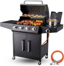 TLGREEN Gasgrill 4+1 Brenner 15 kW mit Seitenkochfeld Schwarz Bild 2