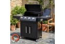 TLGREEN Gasgrill 4+1 Brenner 15 kW mit Seitenkochfeld Schwarz Bild 4