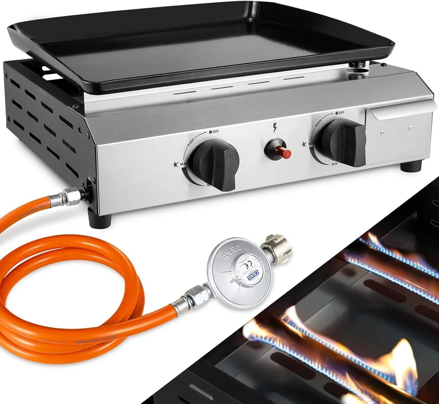 TLGREEN Camping-Gasgrill Tischgrill mit Emaille-Platte Schwarz - Bild 2