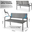 TLGREEN Gartenbank Polyrattan Sitzbank Wetterfest 2-Sitzer Grau Bild 1