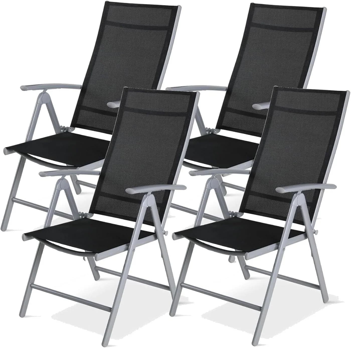 TLGREEN Gartenstuhl Hochlehner 4er Set Klappstuhl 7-fach verstellbar Aluminium - Bild 2