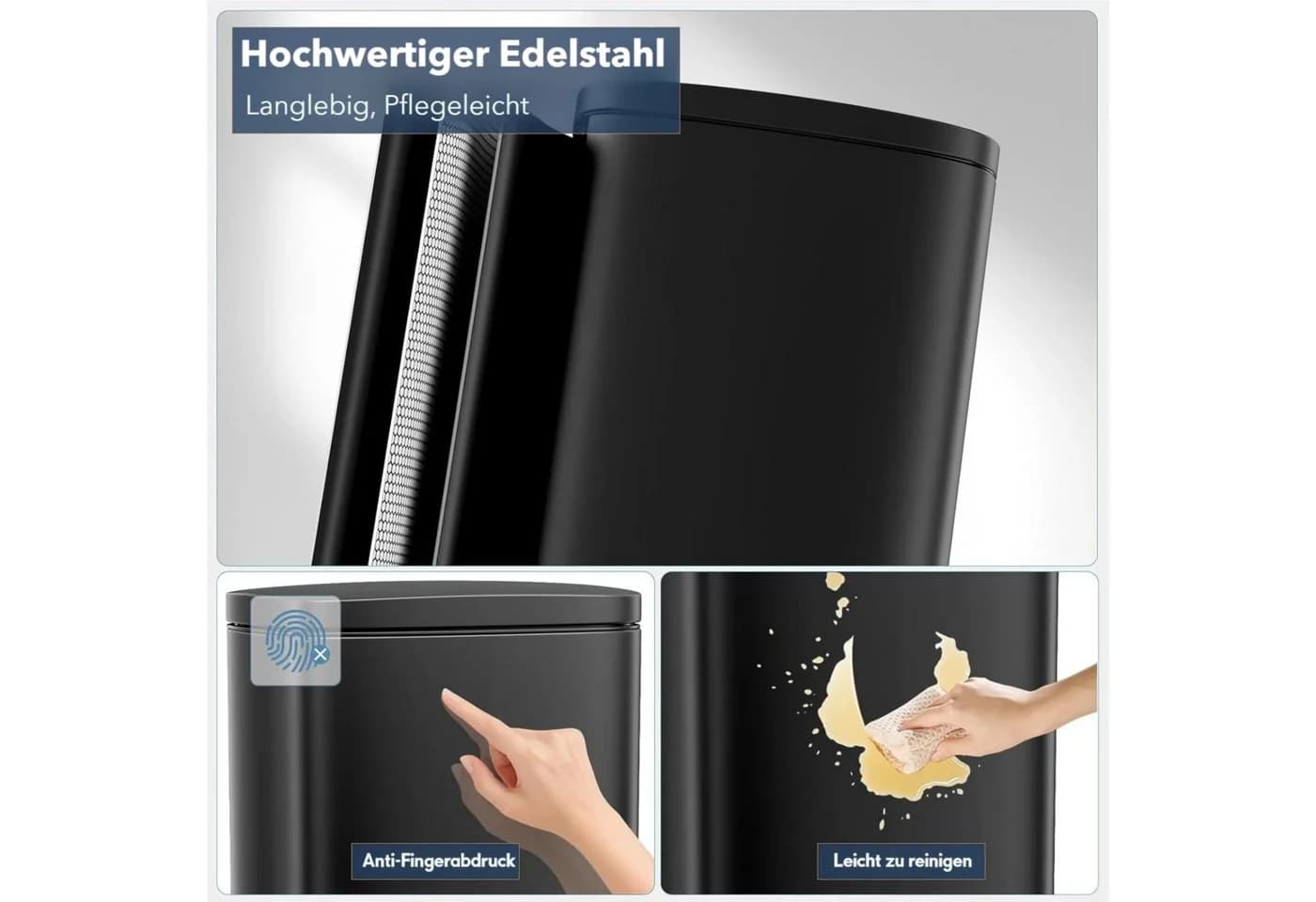TLGREEN Tretmülleimer 50l Edelstahl Soft-Close Schwarz/Silber - Bild 5