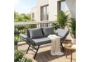 TLGREEN Gartenbank mit Liegefunktion, Wetterfest UV-beständig Rattan Gartensofa 2 Personen Grau/Beige Bild 1
