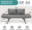 TLGREEN Gartenbank mit Liegefunktion, Wetterfest UV-beständig Rattan Gartensofa 2 Personen Grau/Beige Bild 3