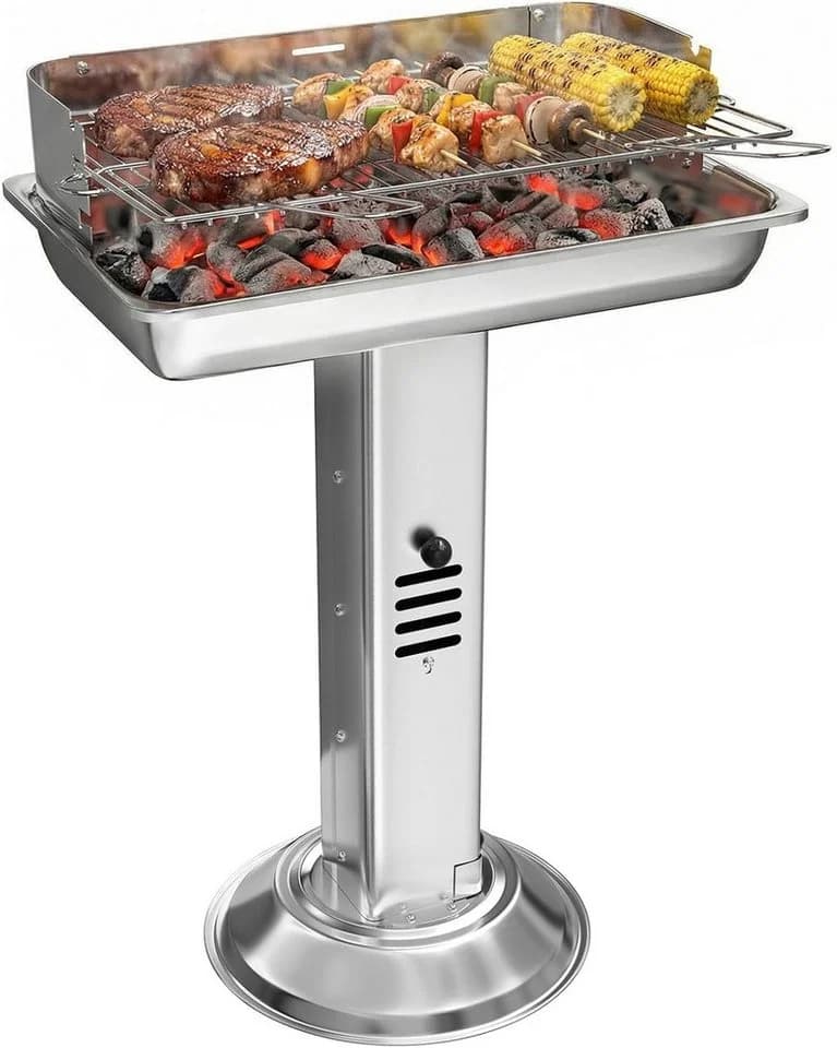 TLGREEN Holzkohlegrill Edelstahl wetterfest 52x32x84cm - Bild 2