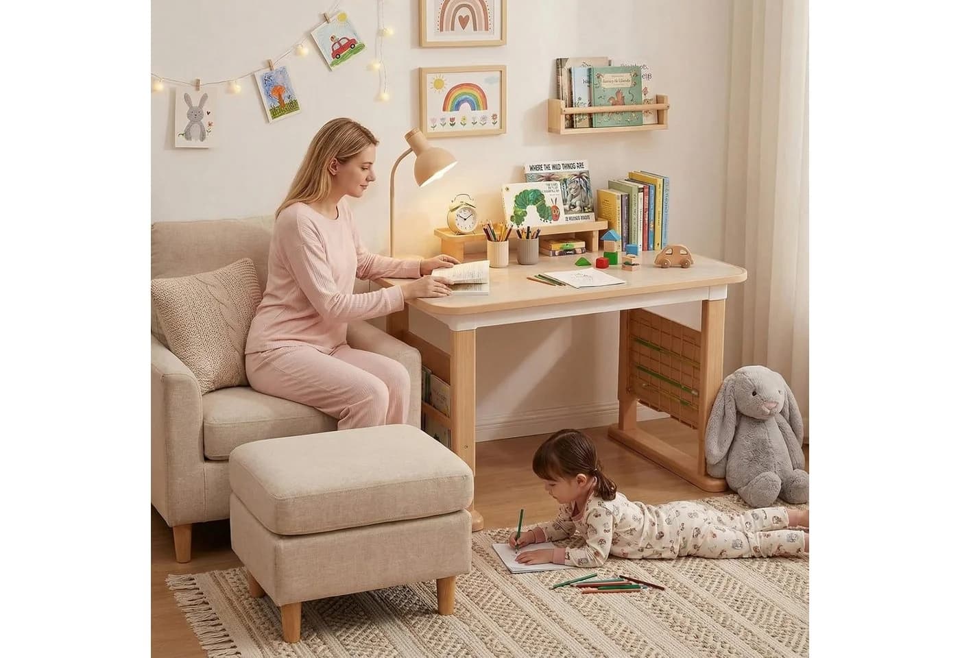 TLGREEN Kinderschreibtisch mit Stuhl Set Höhenverstellbarer Graffiti-Tisch - Bild 3