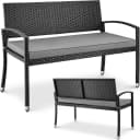 TLGREEN Gartenbank 2-Sitzer Rattan-Sofa mit Kissen Bild 2