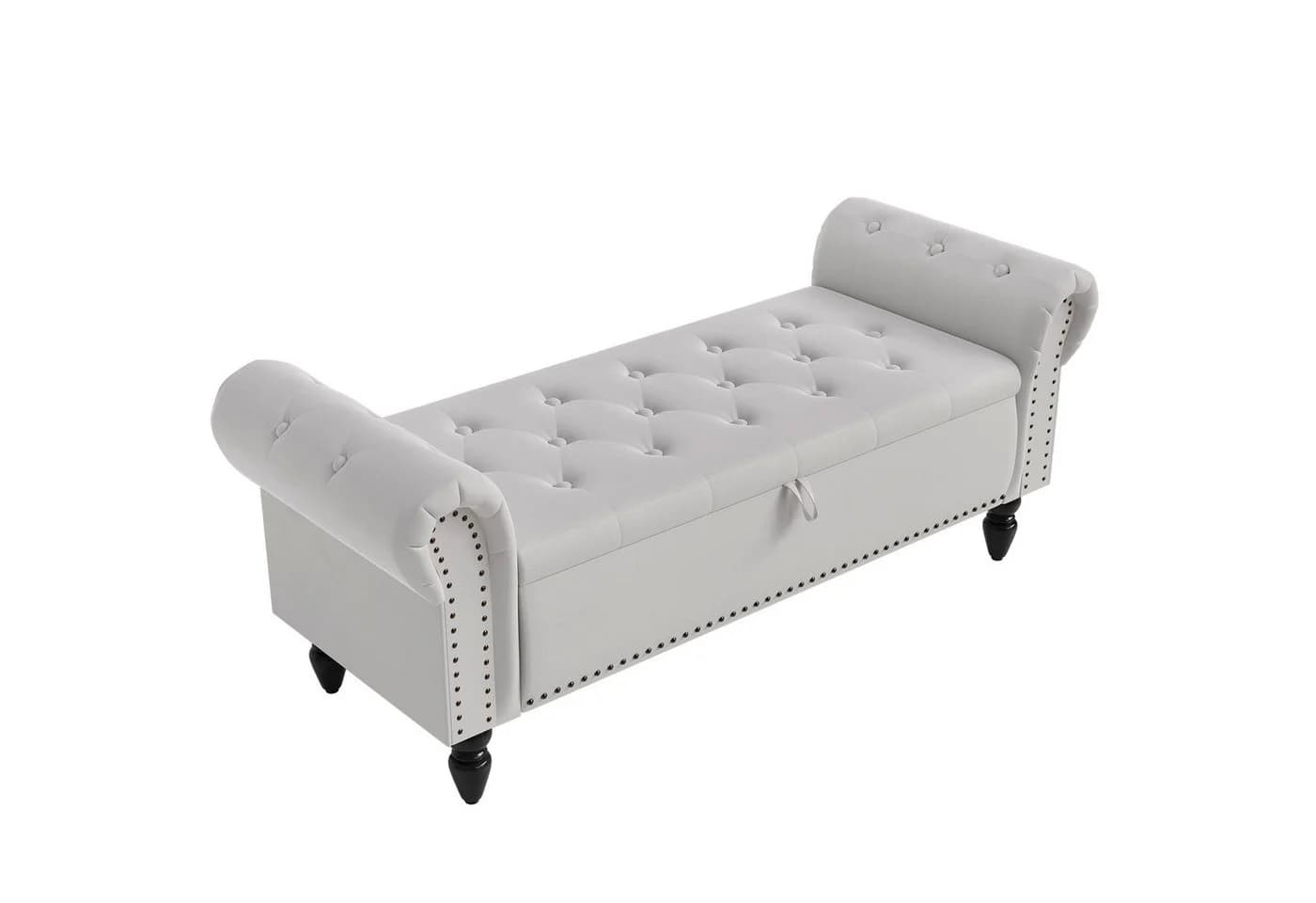 TLGREEN Bettbank Doppelter Hocker mit Stauraum Beige Samt - Bild 2
