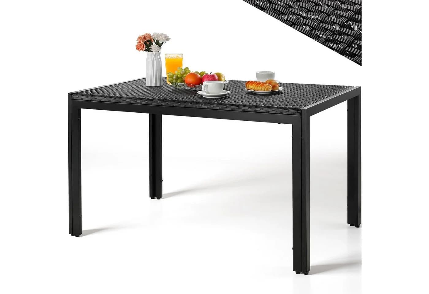 TLGREEN Gartentisch PE-Rattan 119x74cm Wetterfest Polyrattan Esstisch - Bild 2
