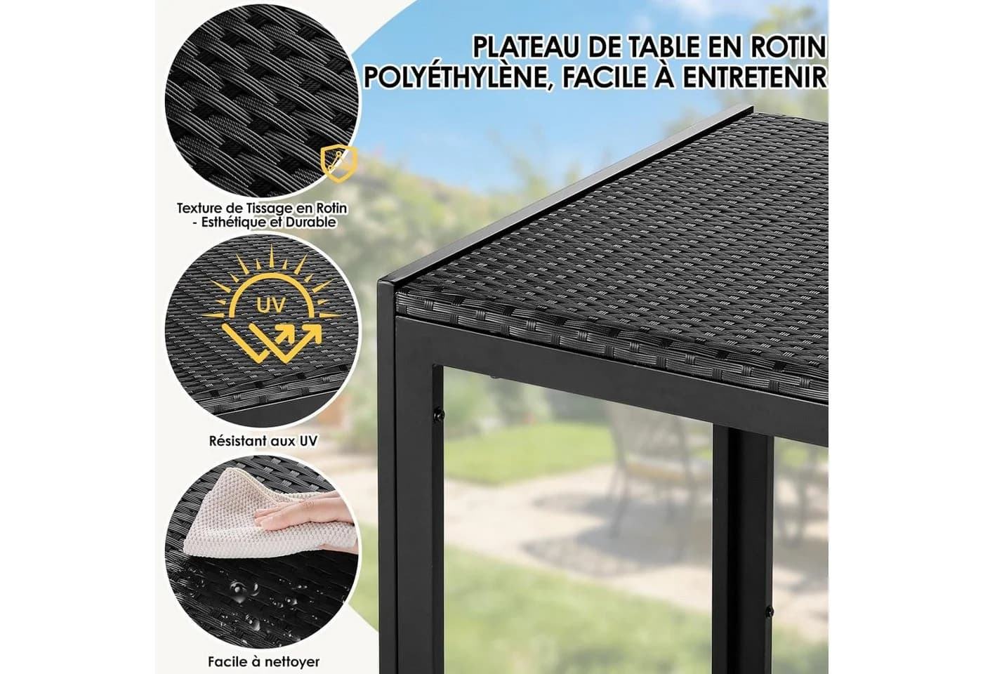 TLGREEN Gartentisch PE-Rattan 119x74cm Wetterfest Polyrattan Esstisch - Bild 4