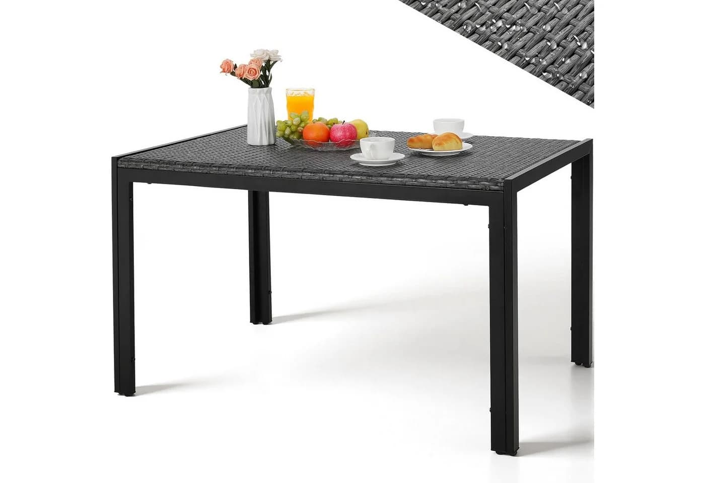 TLGREEN Gartentisch PE-Rattan 119x74cm - Wetterfest & UV-beständig - Bild 2
