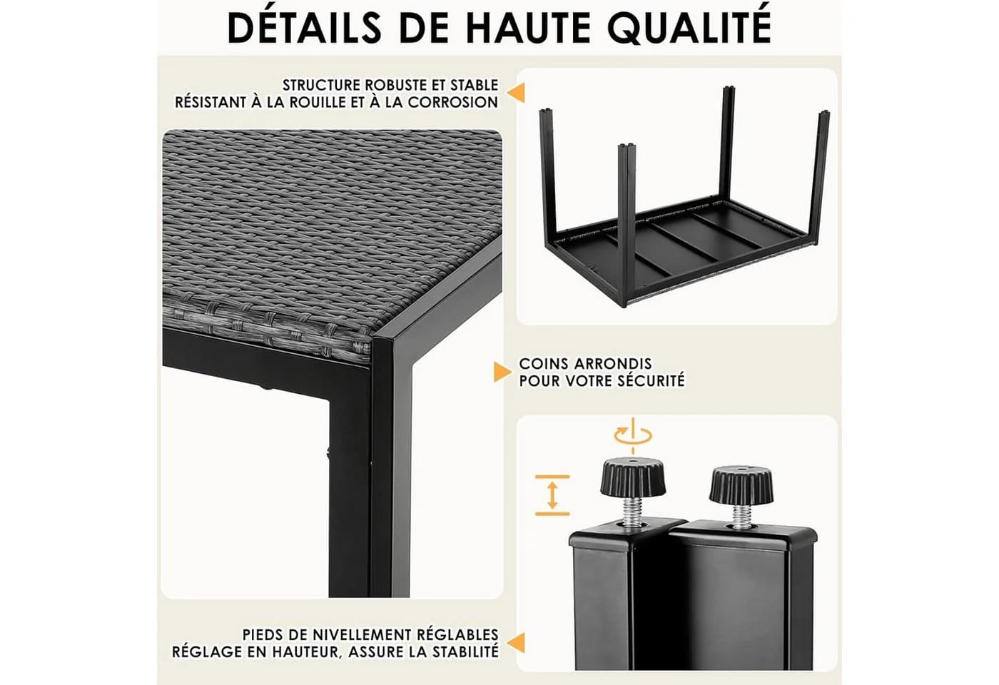 TLGREEN Gartentisch PE-Rattan 119x74cm - Wetterfest & UV-beständig - Bild 5