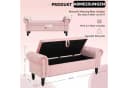 TLGREEN Bettbank Rosa Samt mit Stauraum & Massivholzbeinen Bild 1