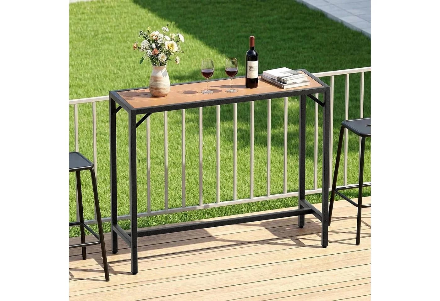 TLGREEN Gartentisch WPC Bartisch 120x38x98cm Wetterfest Braun - Bild 2