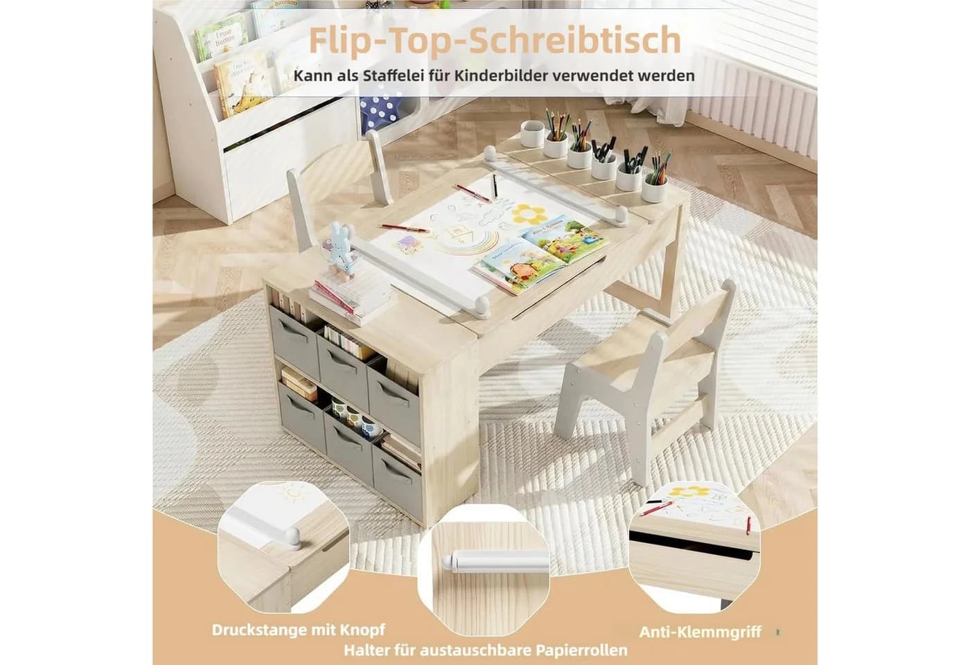 TLGREEN Kindertisch Set Höhenverstellbar mit 2 Stühlen - Bild 4