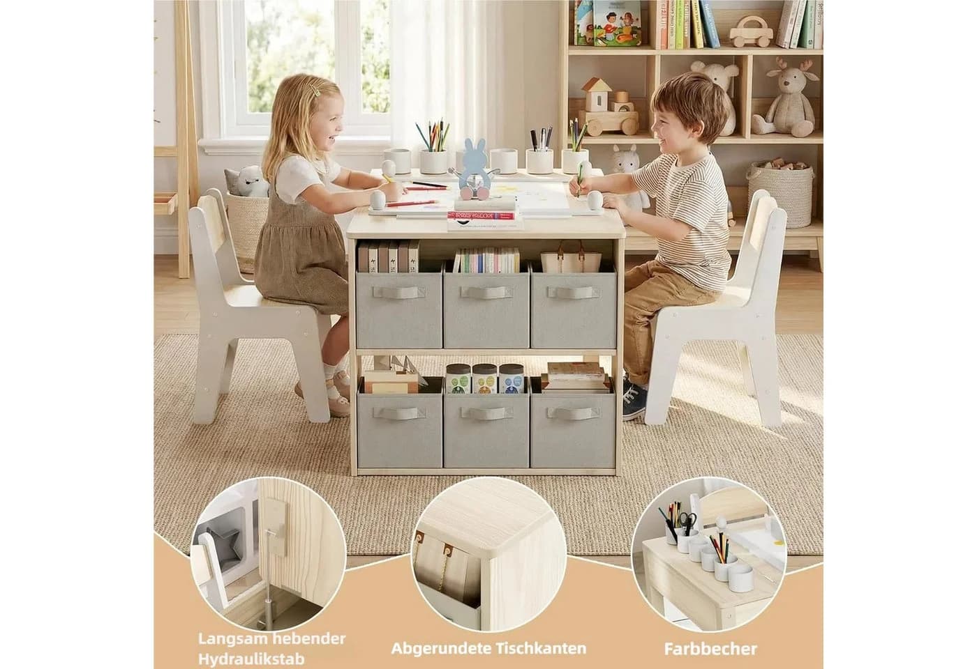 TLGREEN Kindertisch Set Höhenverstellbar mit 2 Stühlen - Bild 5