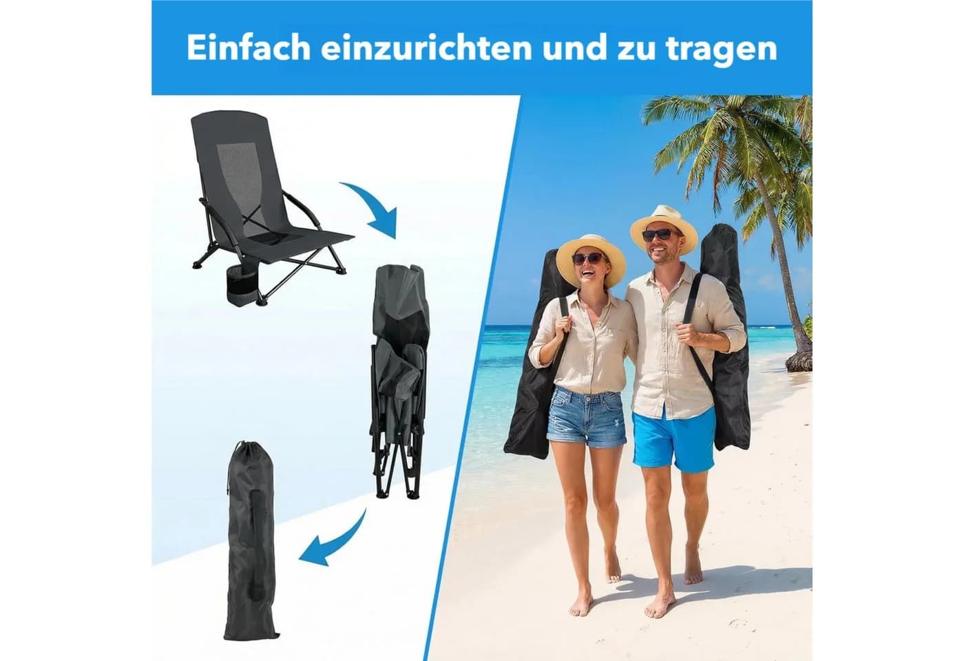 TLGREEN Klappstuhl Grau 150 kg Tragkraft mit Tragetasche - Bild 4