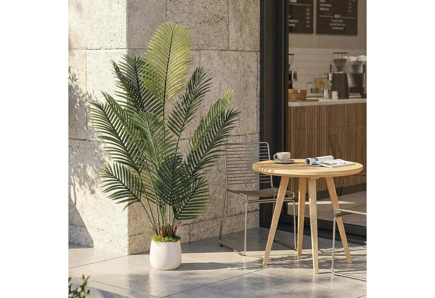 TLGREEN Künstliche Areca Palme 150cm Grün mit Übertopf