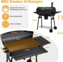 TLGREEN Holzkohlegrill BBQ Smoker mit Schornstein & Thermometer, Schwarz Bild 1