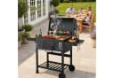 TLGREEN Holzkohlegrill XXL Schwarz mit Thermometer und Rädern Bild 2