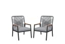 TLGREEN Gartenstuhl Eisen-Rattan Grau 2er Set mit Kissen Bild 1