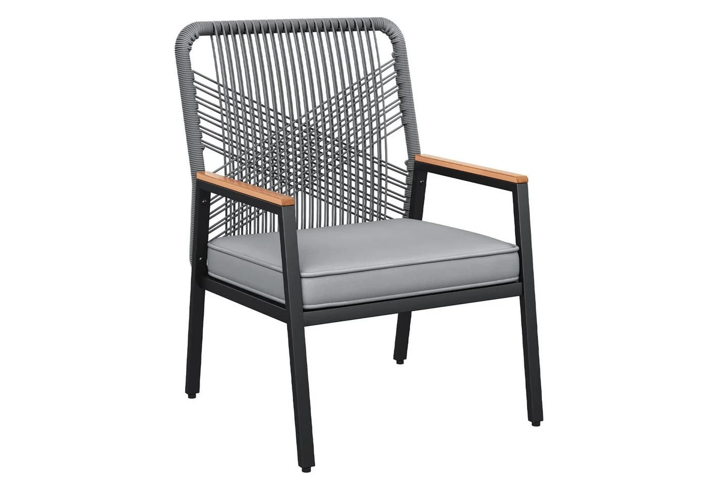 TLGREEN Gartenstuhl Eisen-Rattan Grau mit 8 cm Kissen - Bild 2
