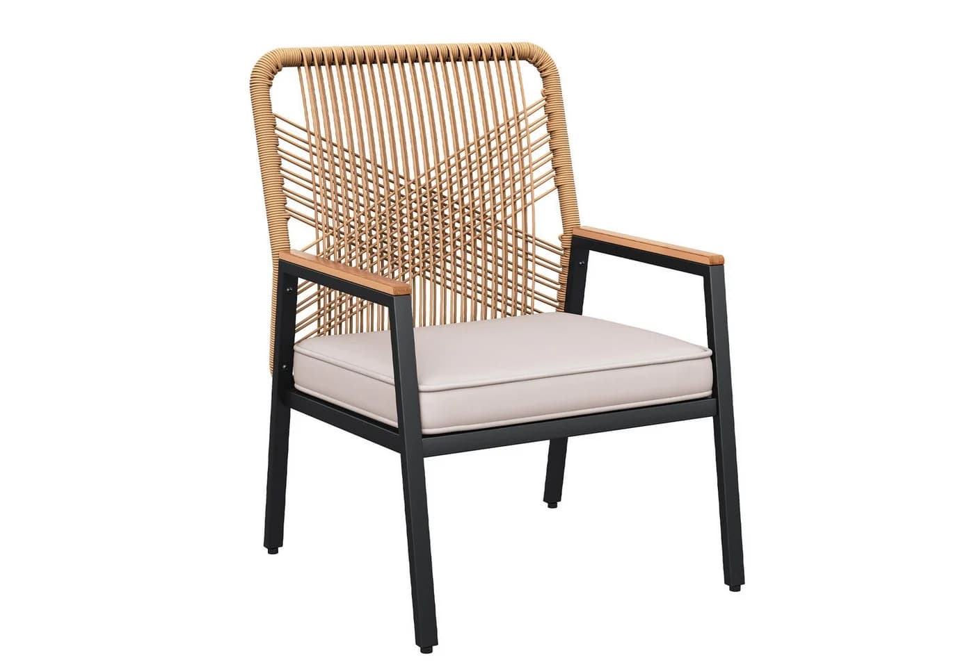 TLGREEN Gartenstuhl Eisen-Rattan Beige mit 8 cm Kissen - Bild 2